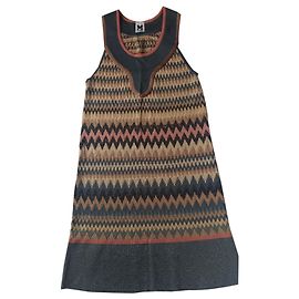 Missoni Ärmelloses Kleid Mehrfarbig mit Gold Metallic Fasern