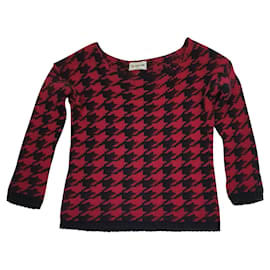 Rich & Royal Hahnentritt Pullover Rot Schwarz - Autre Marque