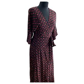 Diane Von Furstenberg Maxikleid aus Seide mit Blumenmuster Schwarz Rot Grün