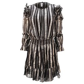 Minivestido de viscosa negra con volantes metalizados de jacquard de Michael Kors