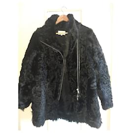 Sandro Mongolia Pelzjacke aus Lammleder schwarz