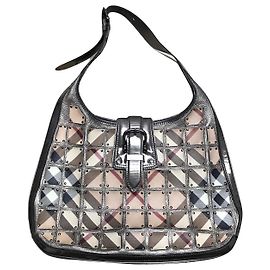 Borsa a tracolla in tela di Burberry Brown Supernova Check Warrior Broke Colori multipli