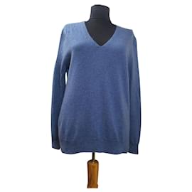 Massimo Dutti Kaschmir Pullover mit V Ausschnitt blau