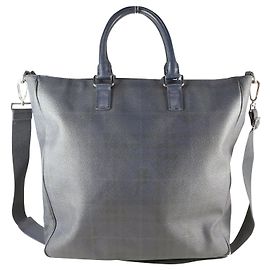 Borsa da weekend Burberry blu navy in pelle e tela