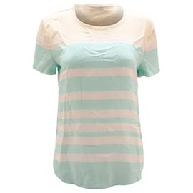 Equipment T-shirt Riley con motivo a righe in seta stampata bianca