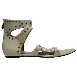 Sandali Charlotte Olympia con Stella con Borchie in Pelle di vitello bianca