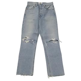 Vaqueros cortos rectos de tiro alto Riley de Agolde en denim de algodón azul