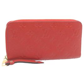 LOUIS VUITTON Monogram Empreinte Zippy Wallet Rouge M60017 LV Auth knn040