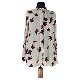 Ganni Top Camisa Jones Crepe Viscosa