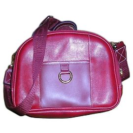 Lancel Elsa Vanity Bag Red Canvas and Leather