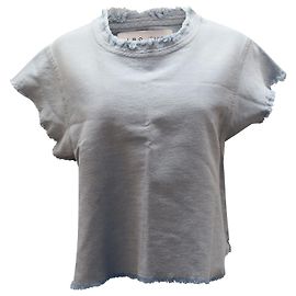 Top Iro Jean Florie maniche sfrangiate in denim azzurro
