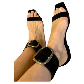 Sandali Saint Laurent in camoscio nero 40