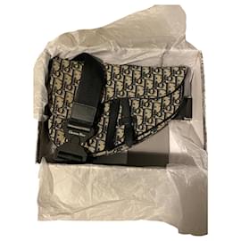 Borsa Dior Saddle Uomo Nera Blu Cotone