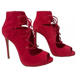 Le Silla High Heels aus rotem Wildleder mit Schnürung