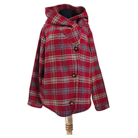 Abrigo con capucha Woolrich rojo de lana y viscosa L