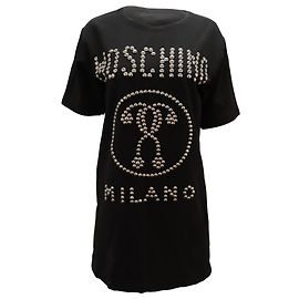 VESTIDO CAMISERO CON TACHUELAS EN VISCOSA NEGRO DE MOSCHINO