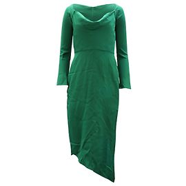 Autre Marque Michelle Mason Asymmetrisches Midikleid mit Wasserfallausschnitt in grüner Viskose
