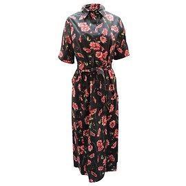 Adam Lippes Vestido Floral Pint Maxi em Algodão Preto
