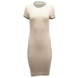 Autre Marque James Perse gerafftes, geripptes Kleid aus weißer Baumwolle
