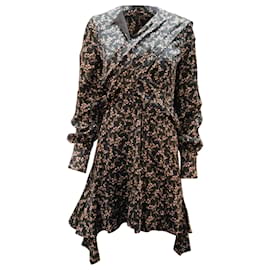 Jonathan Simkhai Blumendruckkleid aus schwarzer Seide
