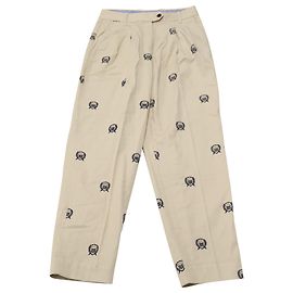 Autre Marque Pantalones chinos plisados de talle alto con bordado de cresta en algodón con estampado beige de Gant