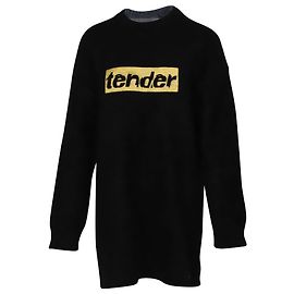 Alexander Wang Tender Vestido Sweater Bordado em Lã Preta