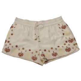 Rachel Zoe Stephanie Bestickte Shorts aus elfenbeinfarbener Baumwollseide