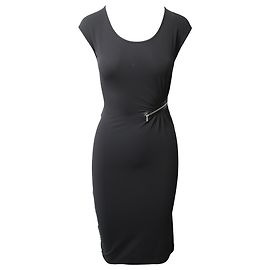 Vestido de cóctel con cremallera asimétrica en rayón negro de Michael Kors