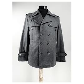 Peacoat Hermès Grigio in Lana