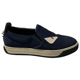 Fendi-Monster 3D Eyes Slip-On Sneakers aus marineblauem Wildleder