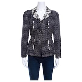 Chanel Tweed Jacke mit Kamelienmotiv Größe 42