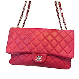 Borsa a mano Chanel Jumbo Classic in agnello rosso