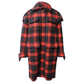 Abrigo de invierno a cuadros Burberry en lana roja
