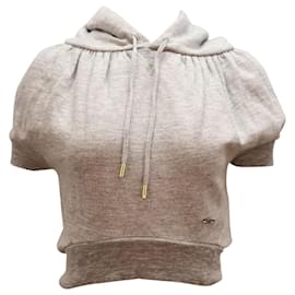 Top corto con capucha y adorno en algodón gris de Dsquared² - Dsquared2