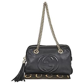 Catena Soho in pelle martellata nera Gucci