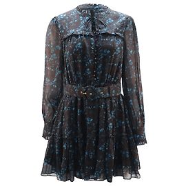 Nicholas Kirkwood MINIVESTIDO DE CHISPÓN CON FLORES Y CINTURÓN DE NICHOLAS en viscosa negra