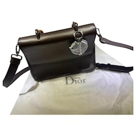 Borsa a mano Dior in pelle marrone scuro