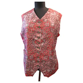 Gilet Hermès en soie rose et gris