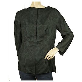 Marni Blusa tipo túnica de manga larga con diseño floral de jacquard plisado en verde azulado oscuro