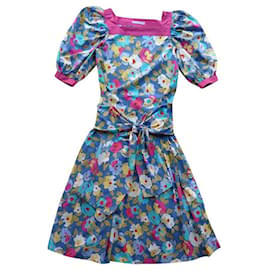 Conjunto Guy Laroche de Top Floral y Falda Midi Plisada de Algodón