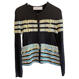 Carven Strickpullover Viscose Schwarz Marineblau XS