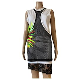Dsquared2 Spitzen Kleid im Sportstil mit Reißverschluss Schwarz Weiß