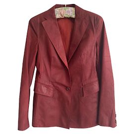 Blazer Strenesse in pelle rosso scuro