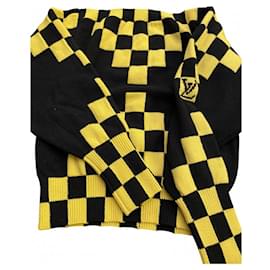 Louis Vuitton Karierter Kaschmir Wollpullover Schwarz Gelb