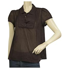 Marc Jacobs Borgoña Rayas Algodón Túnica Camisa Top Blusa w. tamaño de los botones 6