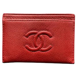 Tarjetero Chanel Rojo de Cuero