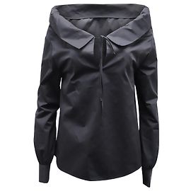 Marc by Marc Jacobs Blusa Co de manga larga de popelín de algodón negro