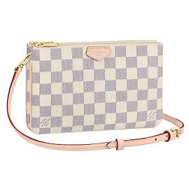 Pochette con zip Louis Vuitton Damier Azur Beige