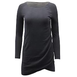 Theory – Langärmliges, drapiertes Jersey-Kleid aus schwarzer Wolle