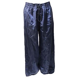 Autre Marque Pantaloni Monse a gamba larga gessati con bottoni automatici in raso blu navy